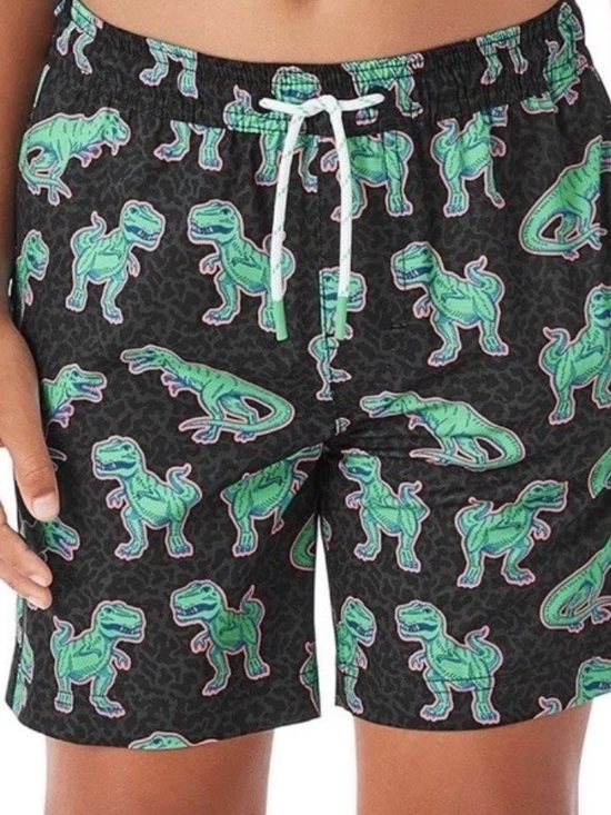 Member's Mark Other - Boys Black Swim Trunks with Teal Dinosaur Print, Size S 6-7 NWT